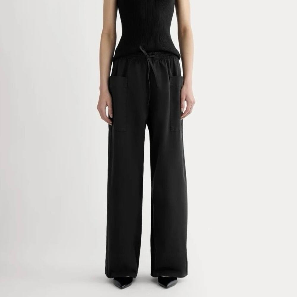 NWT Everlane The Easy Cargo Wide-Leg Patch Pocket Pant In Black Size Small